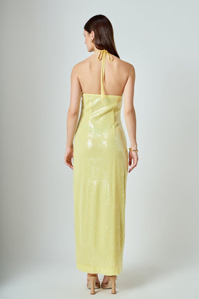 Rose Haltered Sequined Maxi Dress