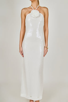 ENDLESS ROSE - Rose Haltered Sequins Maxi Dress - DRESSES available at Objectrare