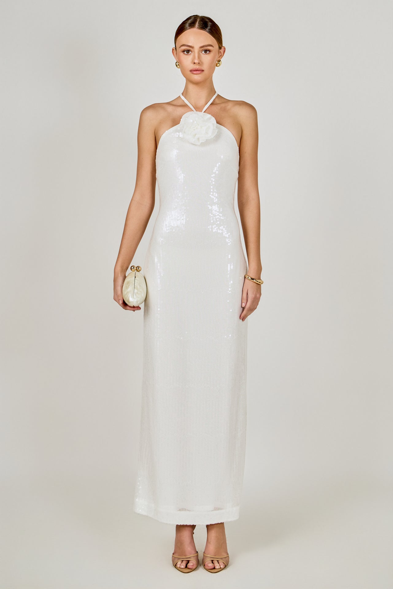 ENDLESS ROSE - Rose Haltered Sequins Maxi Dress - DRESSES available at Objectrare