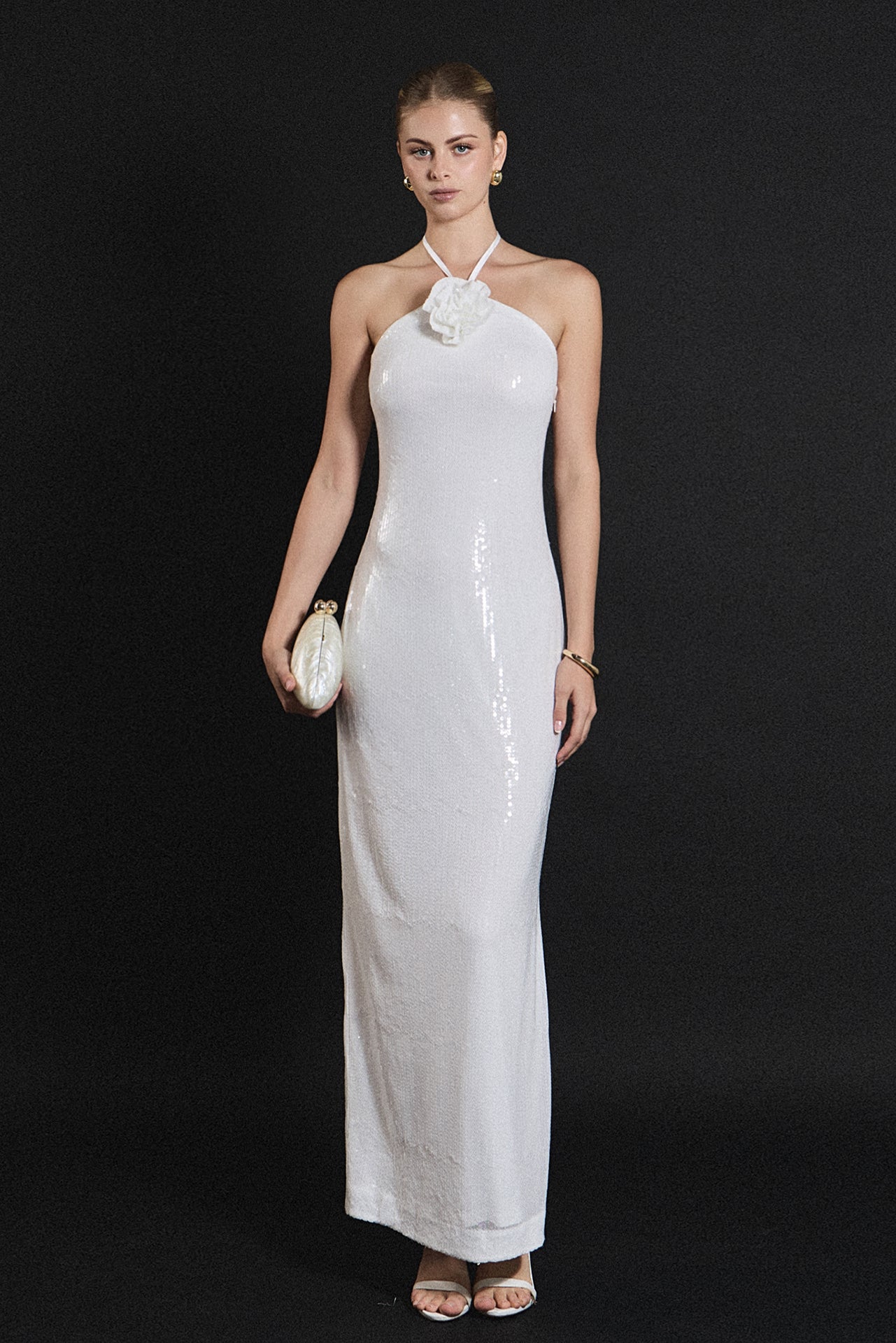 Rose Haltered Sequined Maxi Dress