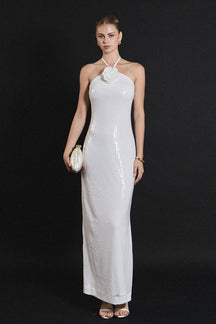 Rose Haltered Sequined Maxi Dress