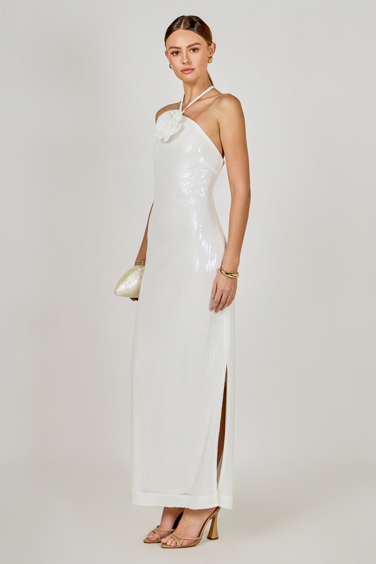 ENDLESS ROSE - Rose Haltered Sequins Maxi Dress - DRESSES available at Objectrare