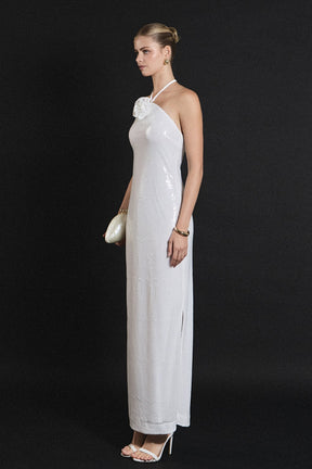 Rose Haltered Sequined Maxi Dress