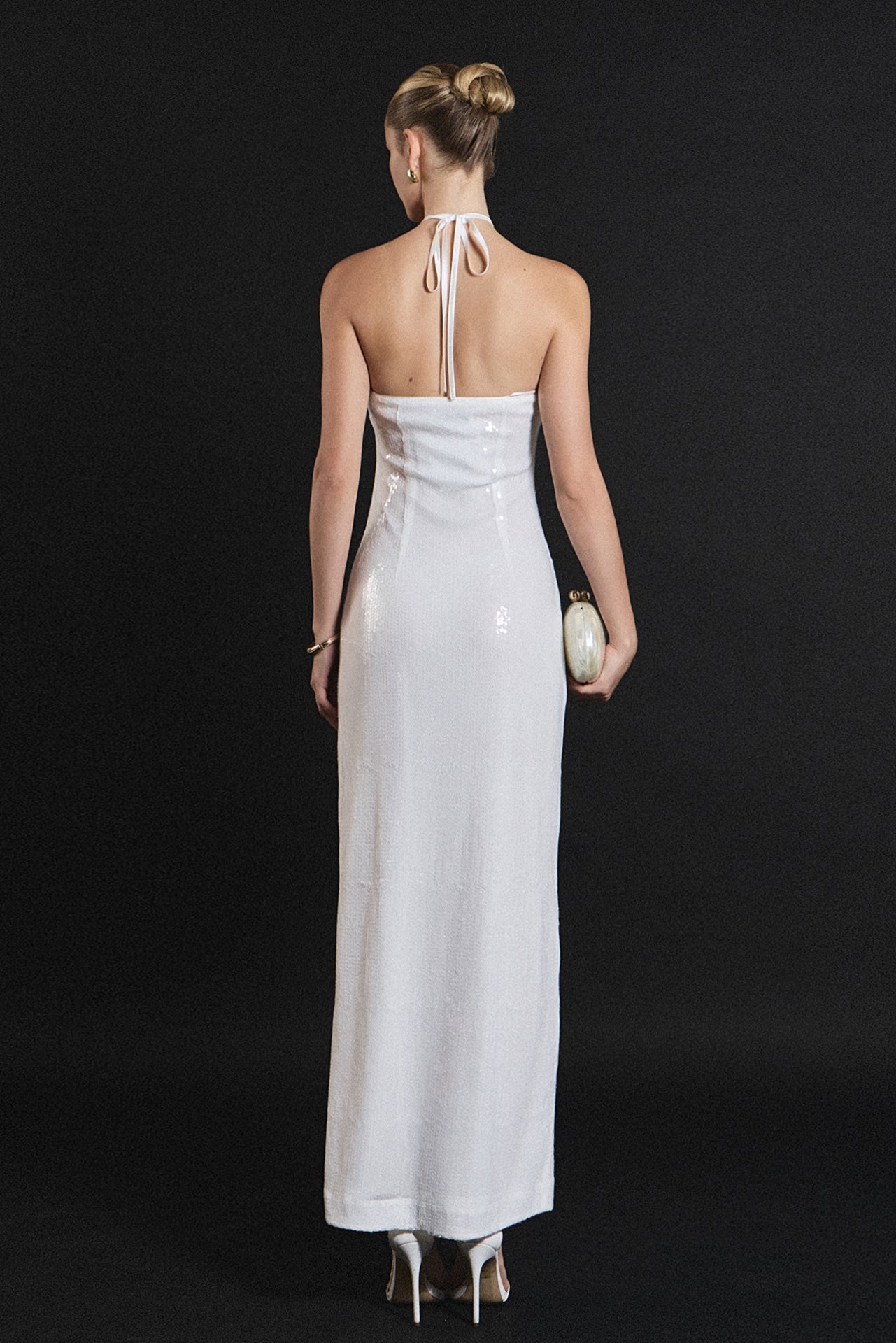 Rose Haltered Sequined Maxi Dress