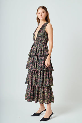 ENDLESS ROSE - Floral Tiered Maxi Dress - DRESSES available at Objectrare