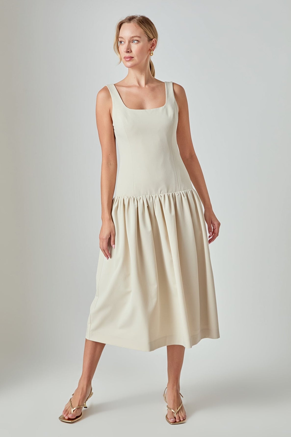 ENDLESS ROSE - Amber Drop Waist Peplum Midi Dress - DRESSES available at Objectrare
