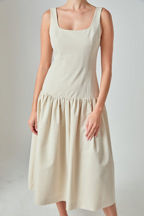 ENDLESS ROSE - Amber Drop Waist Peplum Midi Dress - DRESSES available at Objectrare