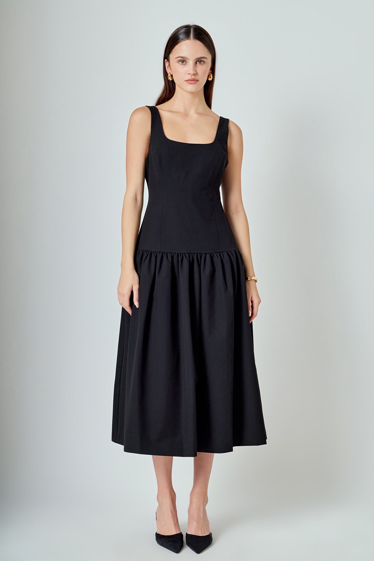 ENDLESS ROSE - Drop Waist Peplum Midi Dress - DRESSES available at Objectrare