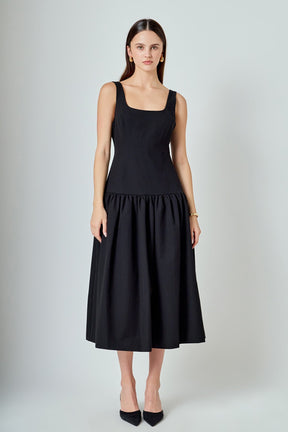 ENDLESS ROSE - Drop Waist Peplum Midi Dress - DRESSES available at Objectrare