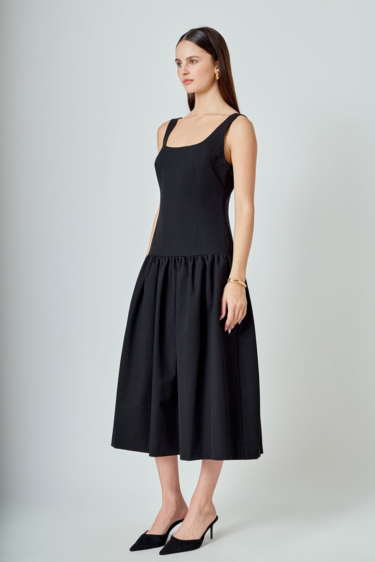 ENDLESS ROSE - Drop Waist Peplum Midi Dress - DRESSES available at Objectrare