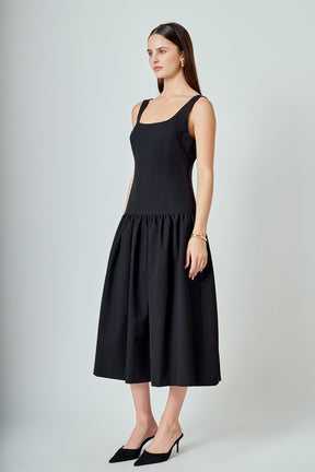 ENDLESS ROSE - Drop Waist Peplum Midi Dress - DRESSES available at Objectrare