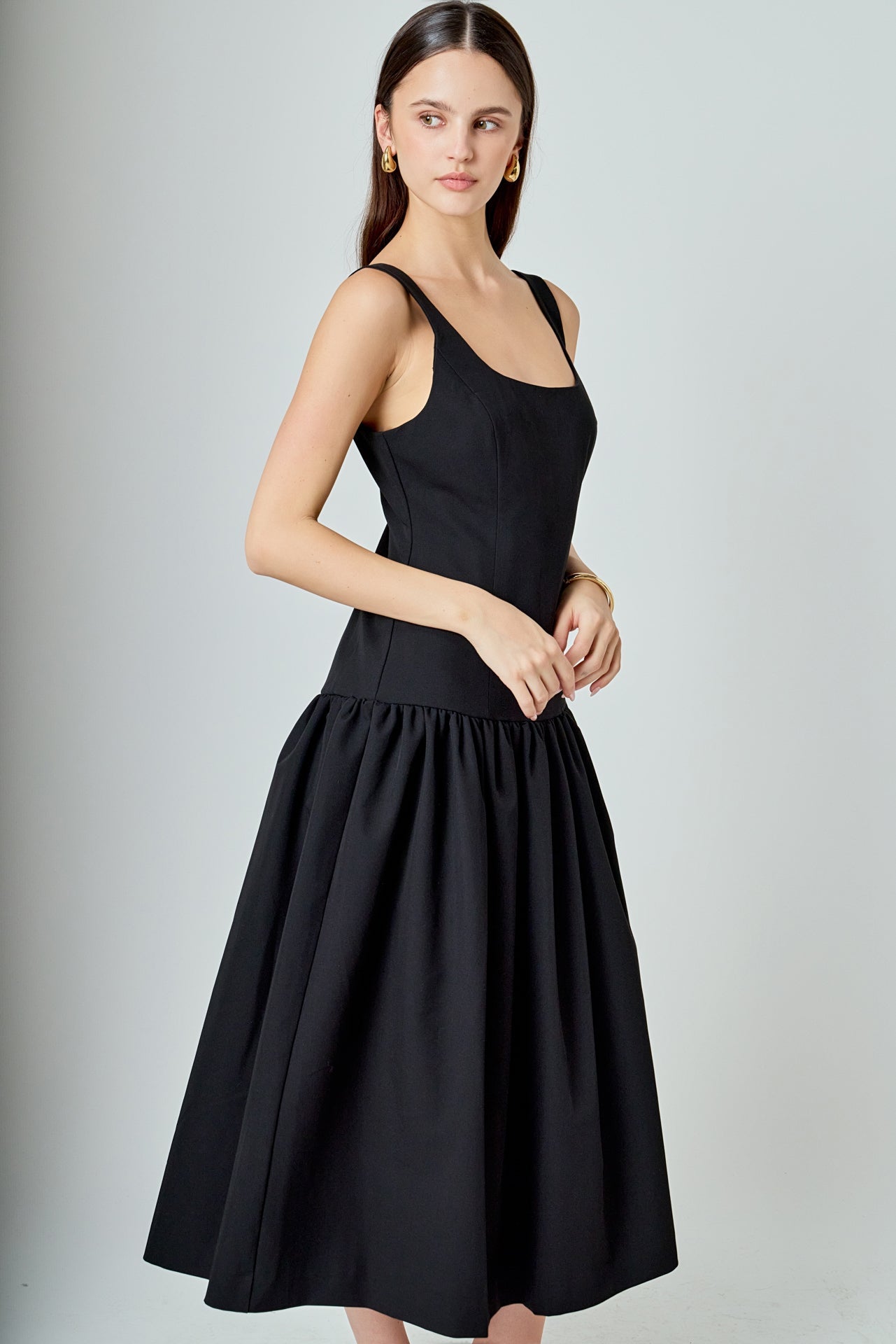 ENDLESS ROSE - Drop Waist Peplum Midi Dress - DRESSES available at Objectrare