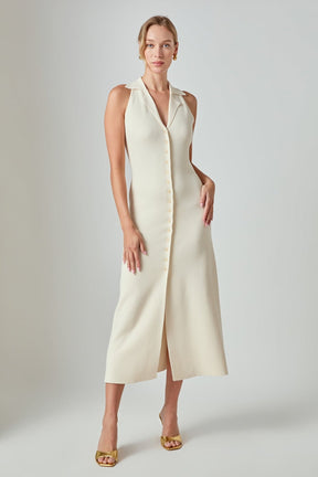 ENDLESS ROSE - Knit Collared Midi Dress - DRESSES available at Objectrare