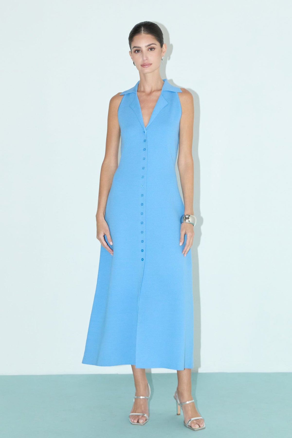 Knit Collared Midi Dress