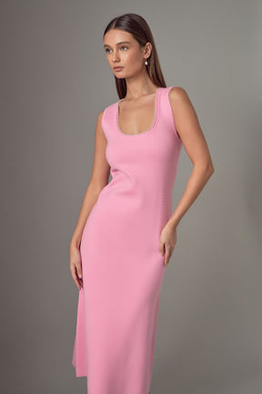 ENDLESS ROSE - Endless Rose - Pearl Trim Knit Midi Dress - DRESSES available at Objectrare