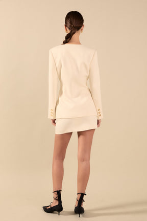 Celia Buttoned Linen Blend Suit Jacket