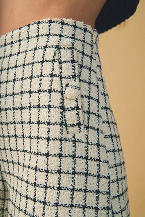 ENDLESS ROSE - Boucle Tweed Check Shorts - SHORTS available at Objectrare
