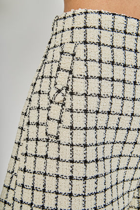 ENDLESS ROSE - Boucle Tweed Check Shorts - SHORTS available at Objectrare