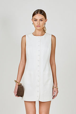 ENDLESS ROSE - Linen Buttoned Mini Dress - DRESSES available at Objectrare