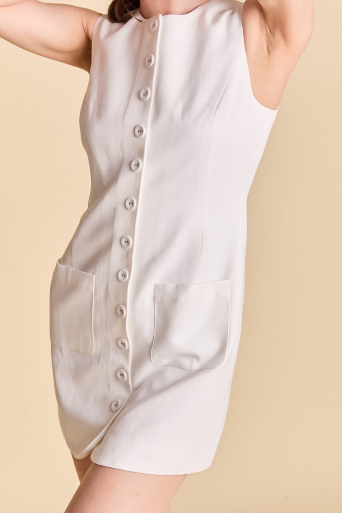 ENDLESS ROSE - Linen Buttoned Mini Dress - DRESSES available at Objectrare