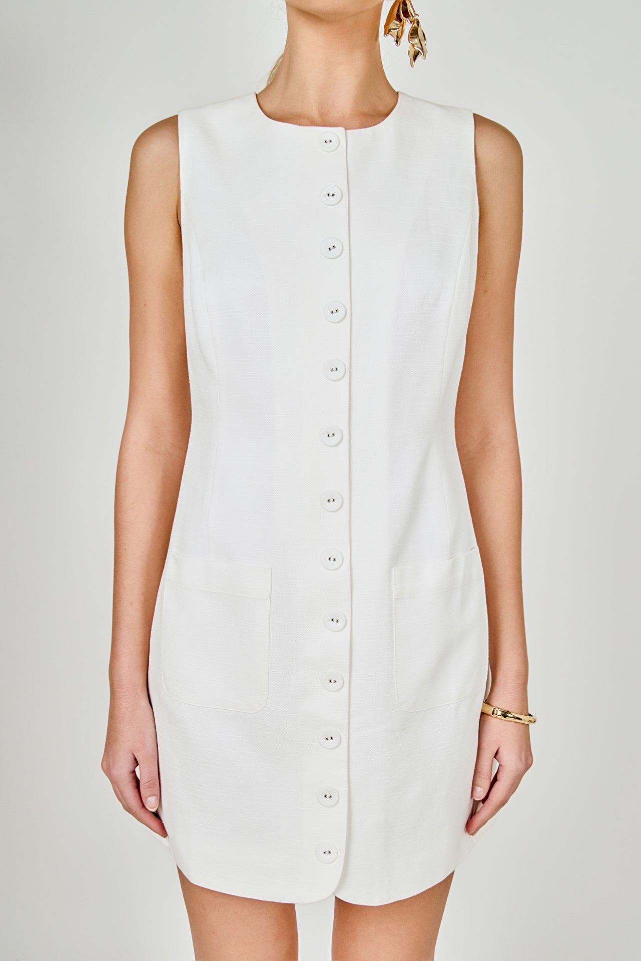 ENDLESS ROSE - Linen Buttoned Mini Dress - DRESSES available at Objectrare