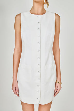 ENDLESS ROSE - Linen Buttoned Mini Dress - DRESSES available at Objectrare
