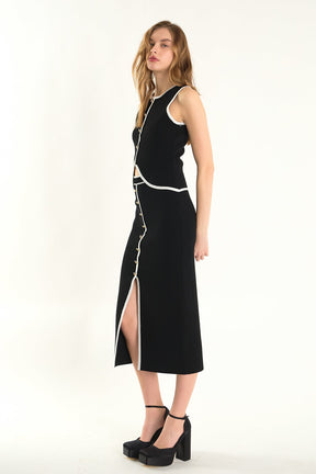 ENDLESS ROSE - Knit Contrast Maxi Skirt - SKIRTS available at Objectrare
