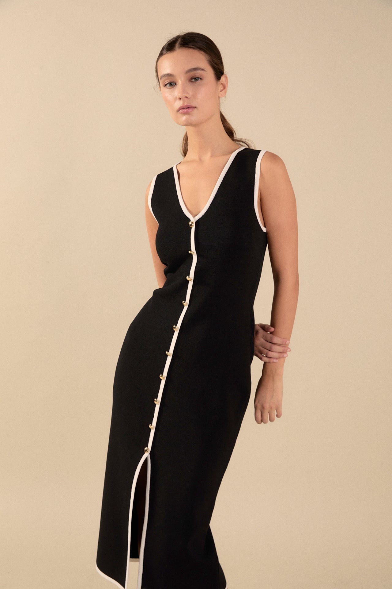 ENDLESS ROSE - Endless Rose - Knit Contrast Midi Dress - DRESSES available at Objectrare