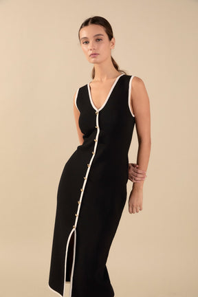 ENDLESS ROSE - Knit Contrast Midi Dress - DRESSES available at Objectrare