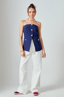 ENDLESS ROSE - Strapless Suit Long Top - TOPS available at Objectrare