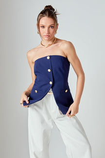 ENDLESS ROSE - Strapless Suit Long Top - TOPS available at Objectrare
