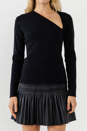 ENDLESS ROSE - Cut out Long Sleeve Knit Top - TOPS available at Objectrare