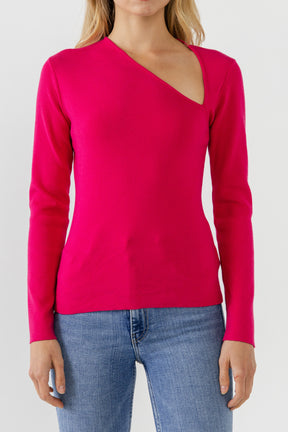 ENDLESS ROSE - Cut out Long Sleeve Knit Top - TOPS available at Objectrare