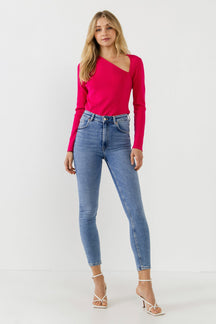 ENDLESS ROSE - Cut out Long Sleeve Knit Top - TOPS available at Objectrare
