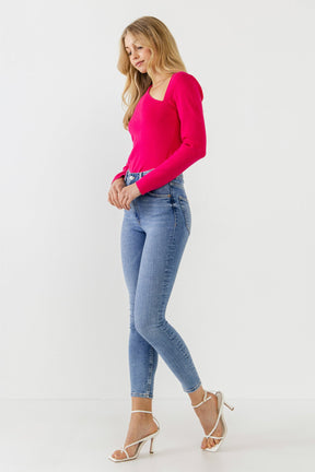 ENDLESS ROSE - Cut out Long Sleeve Knit Top - TOPS available at Objectrare