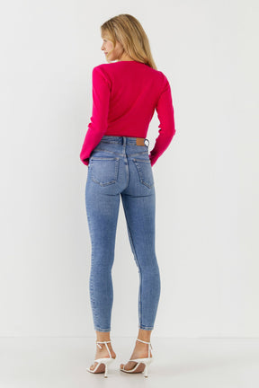 ENDLESS ROSE - Cut out Long Sleeve Knit Top - TOPS available at Objectrare