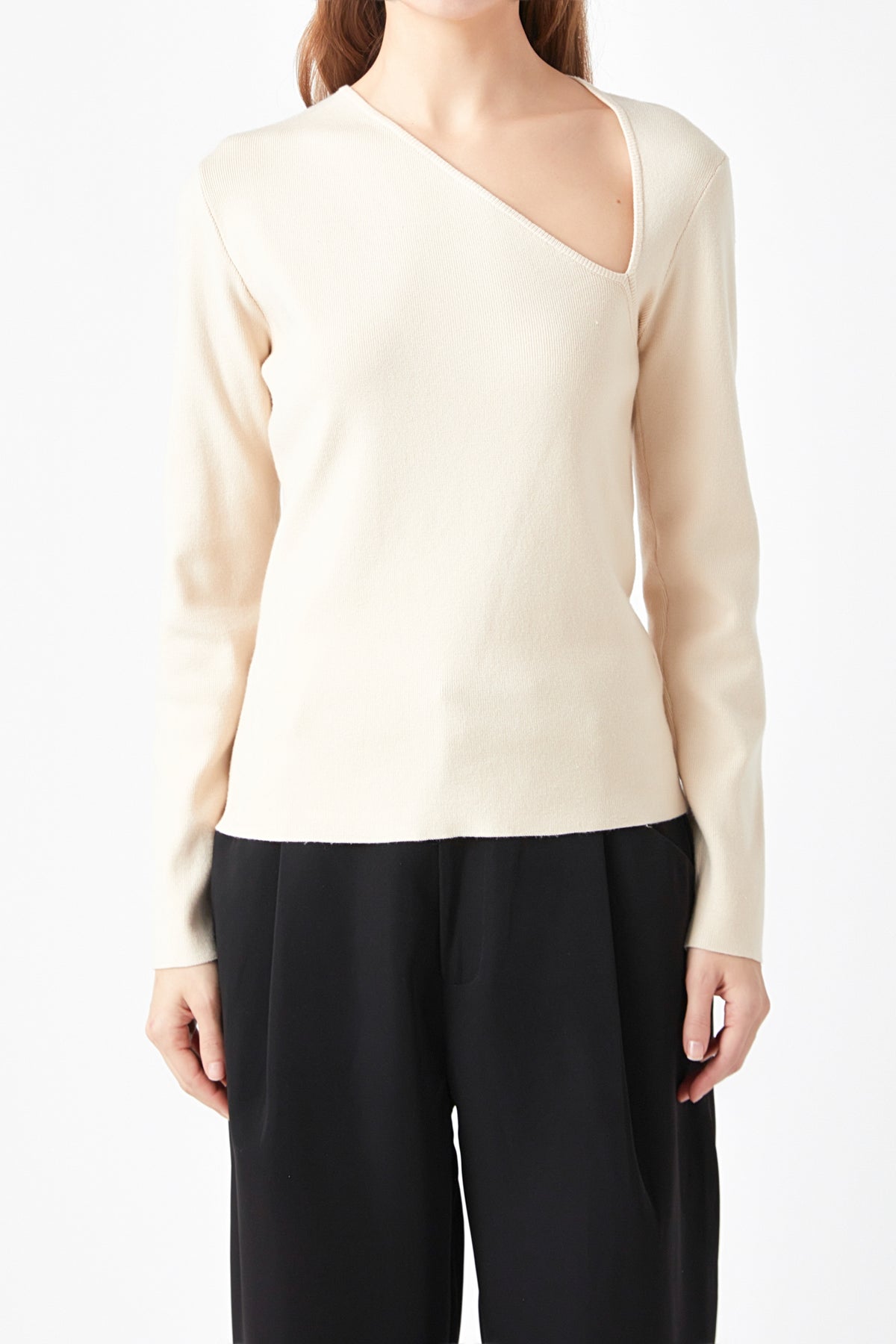 ENDLESS ROSE - Cut out Long Sleeve Knit Top - TOPS available at Objectrare