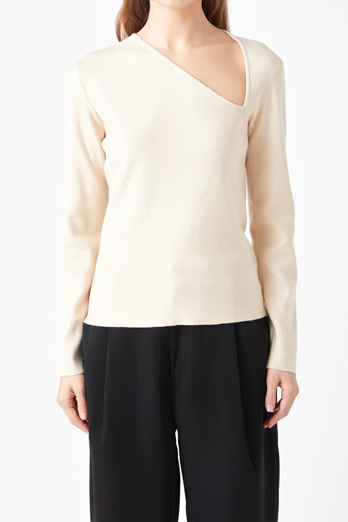 ENDLESS ROSE - Endless Rose - Cut out Long Sleeve Knit Top - TOPS available at Objectrare