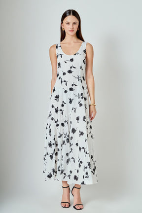 ENDLESS ROSE - Floral Print Chiffon Maxi Dress - DRESSES available at Objectrare