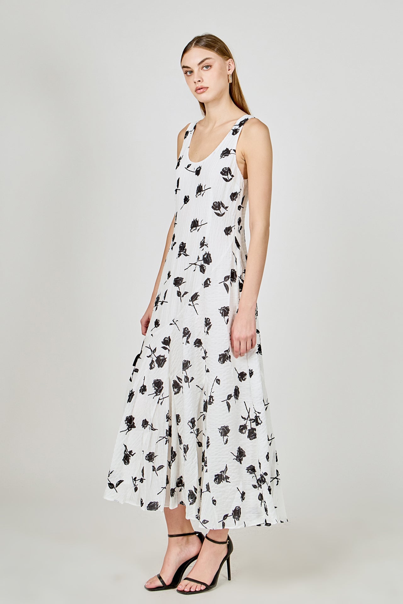 ENDLESS ROSE - Floral Print Chiffon Maxi Dress - DRESSES available at Objectrare