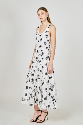 ENDLESS ROSE - Floral Print Chiffon Maxi Dress - DRESSES available at Objectrare