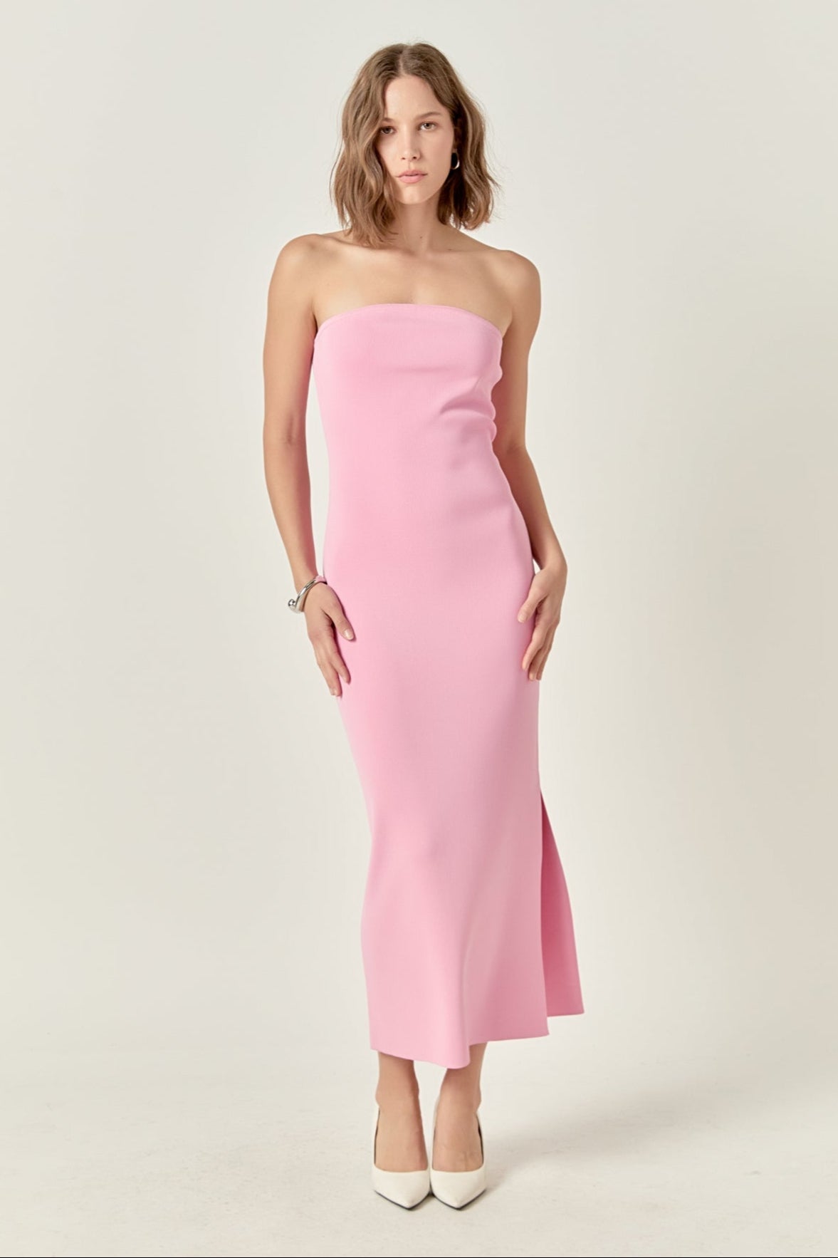 ENDLESS ROSE - Curved Knit Midi Dress - DRESSES available at Objectrare