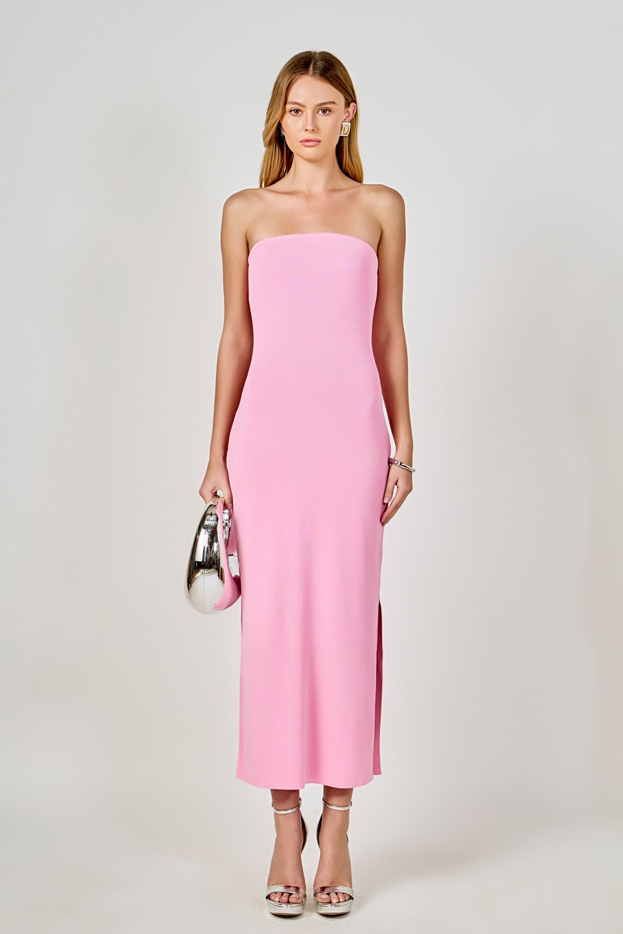 ENDLESS ROSE - Curved Knit Midi Dress - DRESSES available at Objectrare