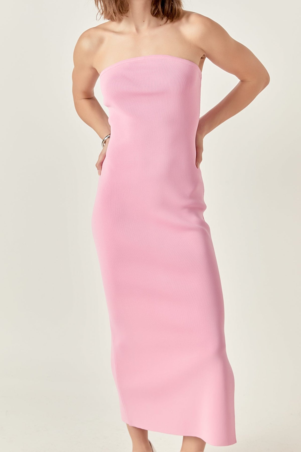 ENDLESS ROSE - Curved Knit Midi Dress - DRESSES available at Objectrare