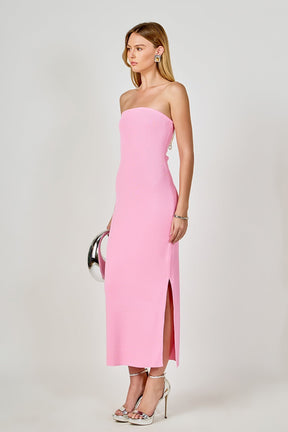 ENDLESS ROSE - Curved Knit Midi Dress - DRESSES available at Objectrare
