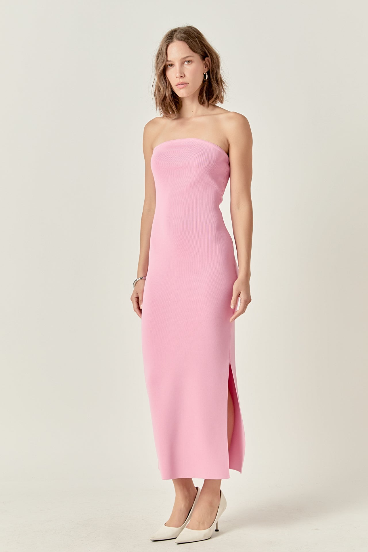 ENDLESS ROSE - Curved Knit Midi Dress - DRESSES available at Objectrare