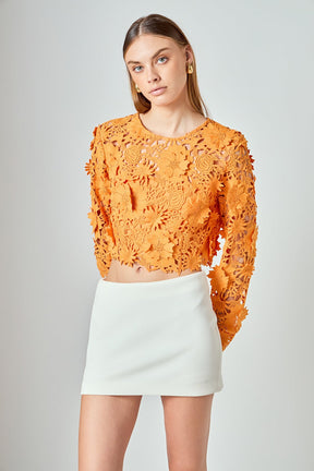 ENDLESS ROSE - Floral Lace Long Sleeve Top - TOPS available at Objectrare