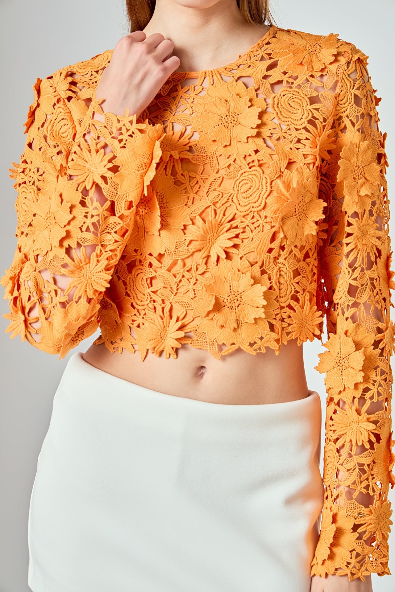 ENDLESS ROSE - Floral Lace Long Sleeve Top - TOPS available at Objectrare