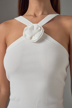 ENDLESS ROSE - Camille Rosette Halter Knit Mini Dress - DRESSES available at Objectrare