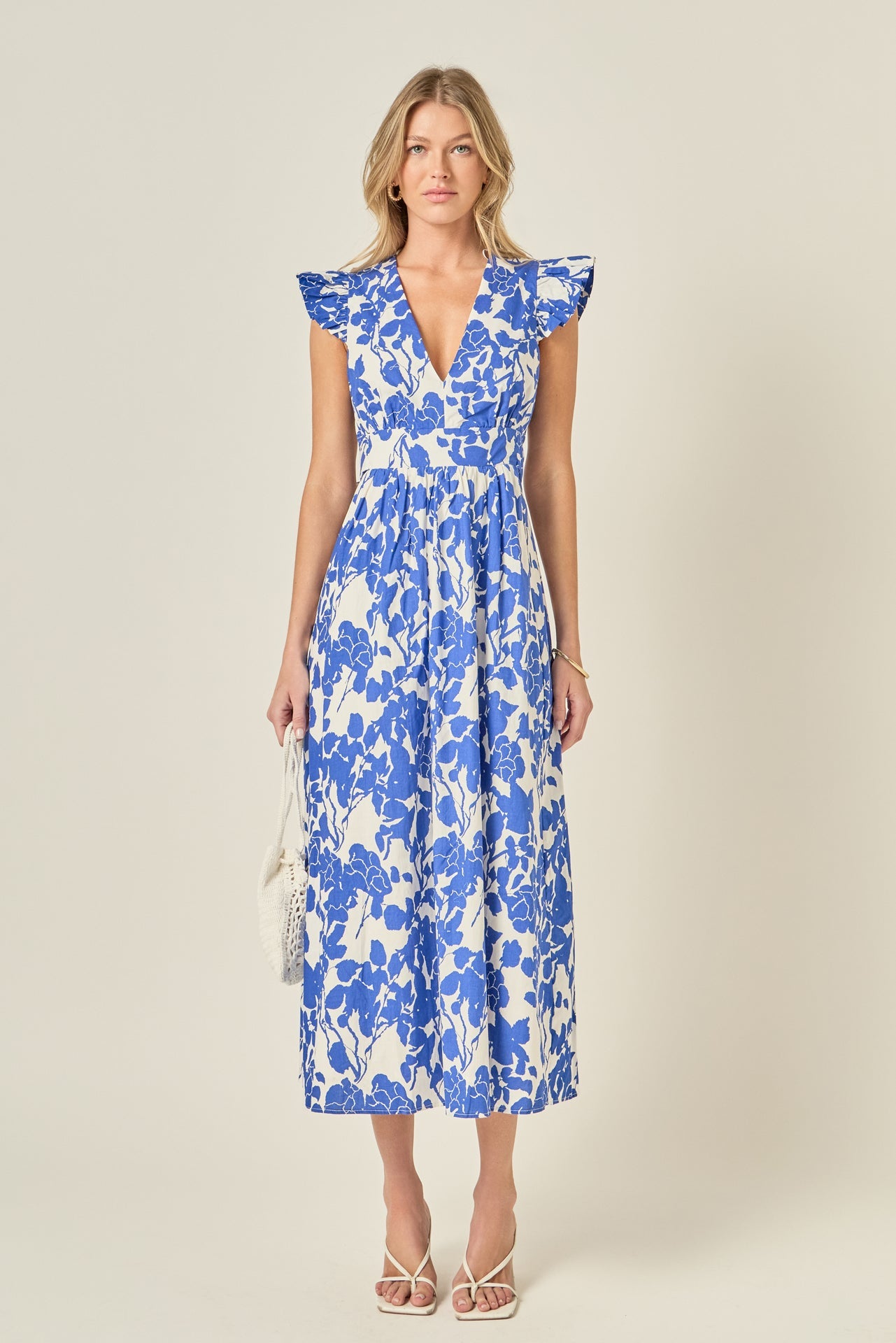 ENGLISH FACTORY - Floral Ruffle Shoulder Midi Dress - DRESSES available at Objectrare